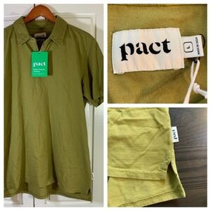 Pact Menswear Polo Shirt Organic Cotton Short‎ Sleeve Casual Top Green Large